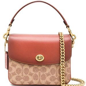 COACH Cassie 19 SignatureTan Rust Crossbody Canvas Bag
